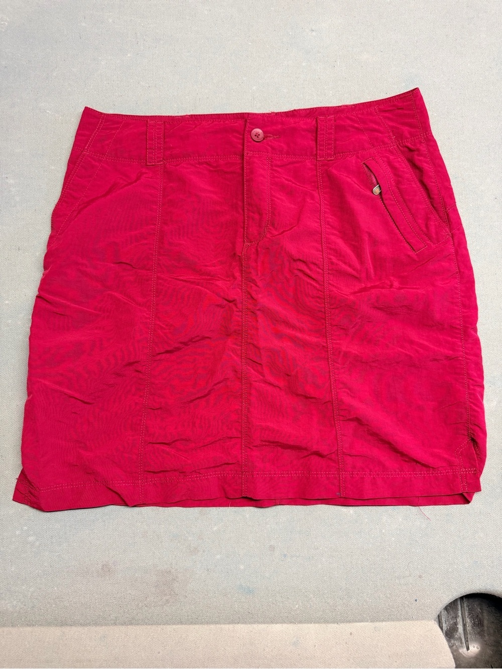 Royal Robbins Red Corduroy Mini Skirt with Zip Pocket